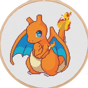 Pokemon Cross Stitch Pattern, Charizard, Charmander