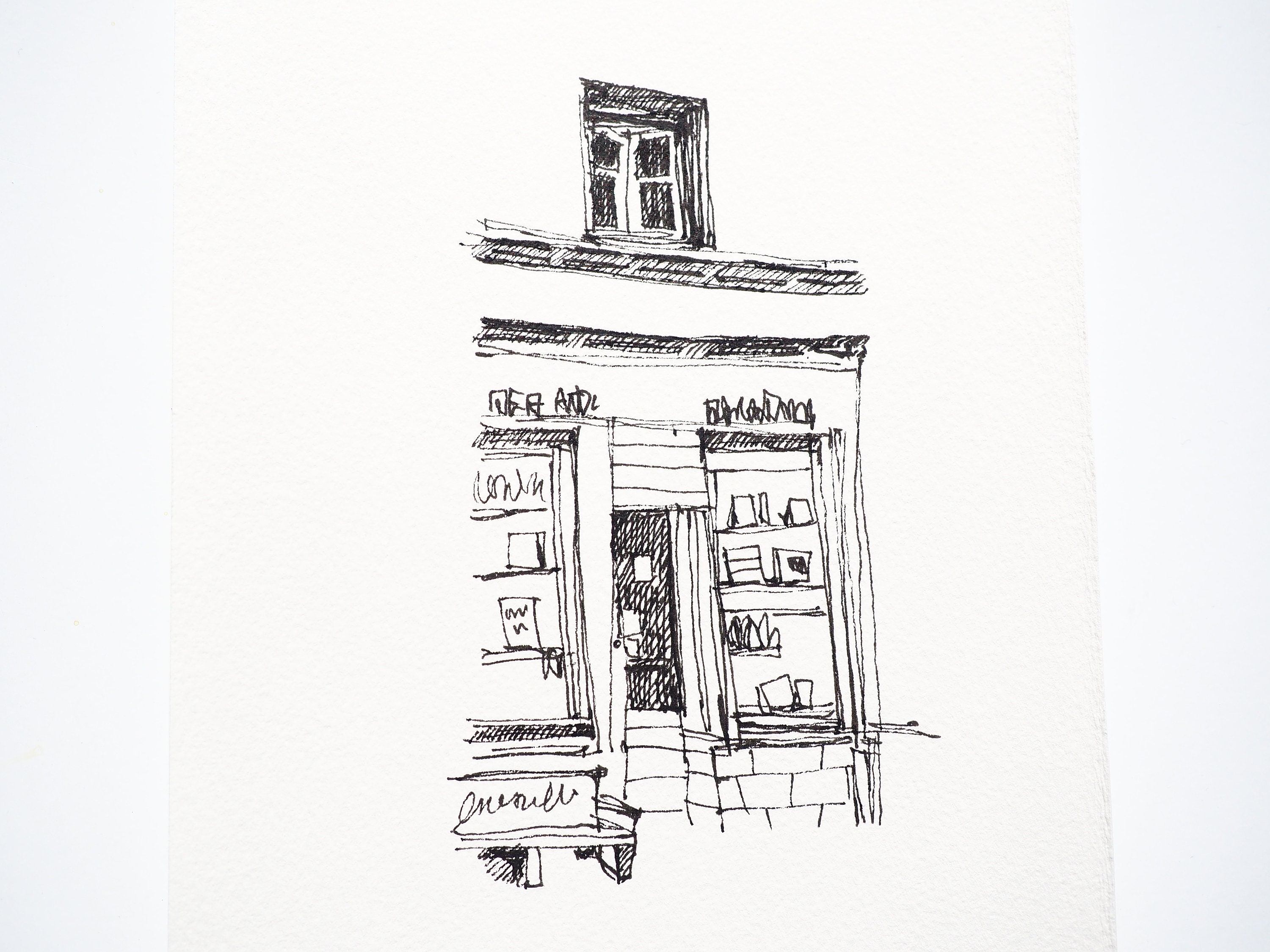 original-pen-drawing-architecture-sketch-bookstore-etsy