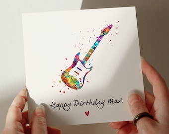 Electric Guitar Birthday Card, Girlfriend Birthday Card, Electric Guitar Card, Musical Card, Musical Instrument, Personalised Card #672