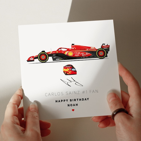 2024 Ferrari Sainz Birthday Card, Personalised Card, Card for Son, Card for Grandson, Card for Husband, Card for Daughter #647