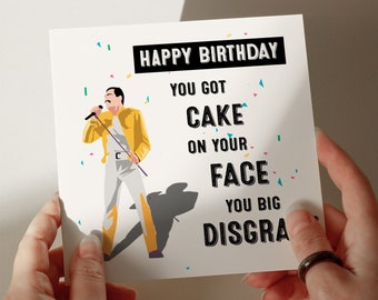 Biglietto di compleanno di Freddie Mercury, biglietto personalizzato, biglietto di auguri, biglietto per figlio, biglietto per nipote, biglietto per marito #224