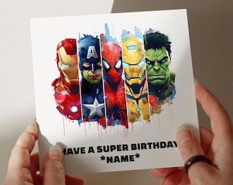 Tarjeta de cumpleaños de superhéroe, personalizada, para hijo, nieto, primer, segundo, tercer, cuarto y quinto cumpleaños, hija n.° 875