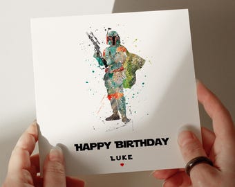 Boba Birthday Card, 350gsm, Personalised Card, Greetings Card, Card for Son, Card for Grandson, Card for Husband #136