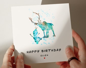 Tarjeta de cumpleaños de Frozen, tarjeta personalizada, tarjeta para hija, tarjeta para nieta, tarjeta para esposa, tarjeta para hermana, tarjeta para hermano #248