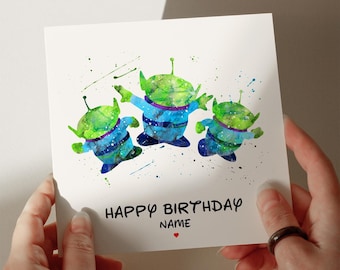 Aliens Birthday Card, Personalised Card, Card for Son, Card for Grandson, 1st, 2nd, 3rd, 4th Birthday Card, Card for her #634