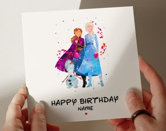 Tarjeta de cumpleaños de Frozen, tarjeta personalizada, tarjeta para hija, tarjeta para nieta, tarjeta para esposa, tarjeta para hermana, tarjeta para hermano #637