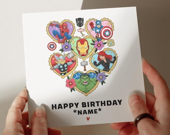 Tarjeta de cumpleaños de superhéroe, personalizada, para hijo, nieto, primer, segundo, tercer, cuarto y quinto cumpleaños, hija n.° 891