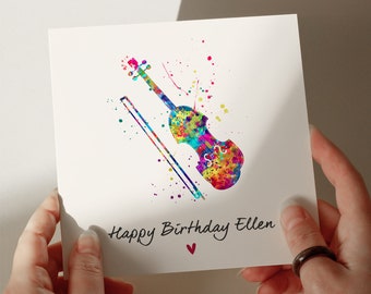 Violin Birthday Card, Girlfriend Birthday Card, Violin Player Birthday Card, Musical Card, Musical Instrument, Personalised Card #669