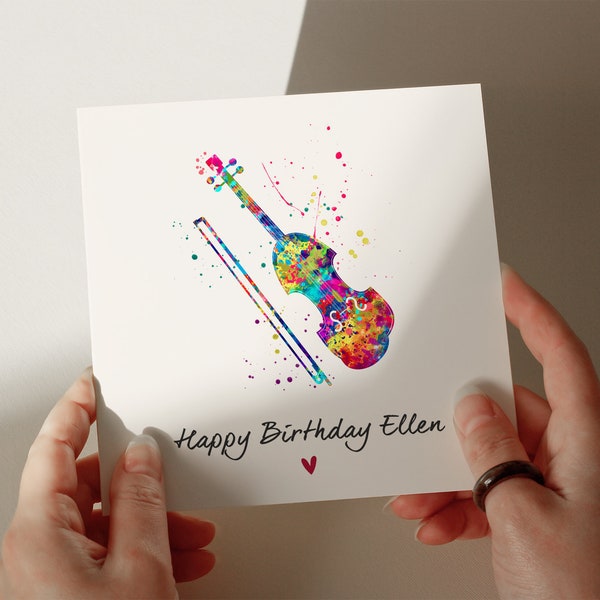 Violin Birthday Card, Girlfriend Birthday Card, Violin Player Birthday Card, Musical Card, Musical Instrument, Personalised Card #669