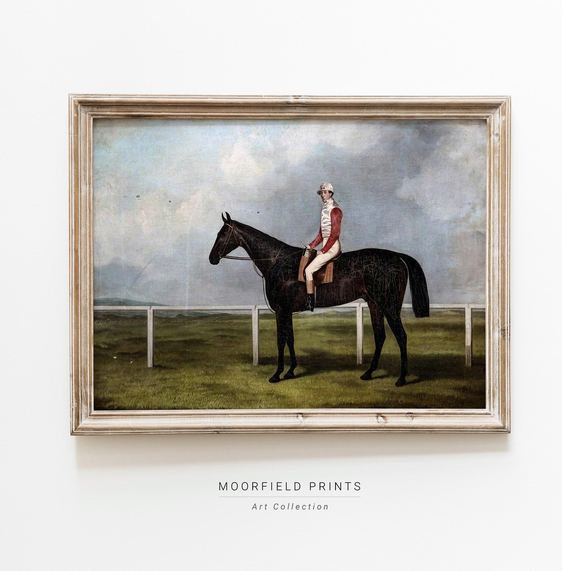 REMASTERED - A Racehorse with Jockey Up Racecourse | Vintage British | Horse Art | English Countryside Print | Digital Download | 115