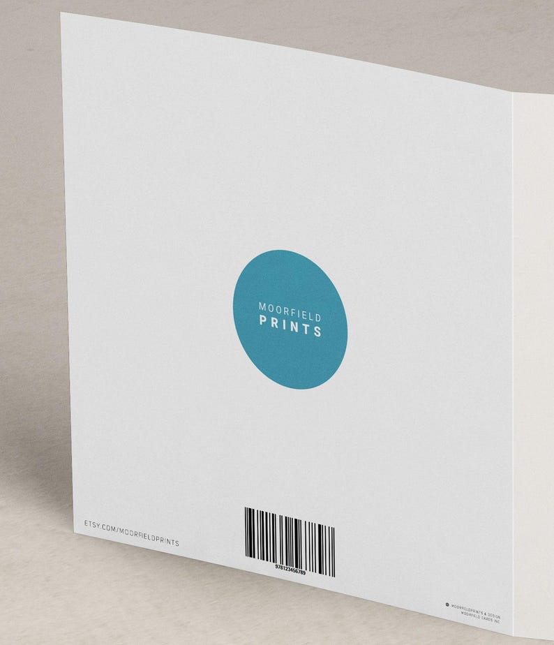 The image is a white card with a blue circular logo and a barcode on the bottom right corner.