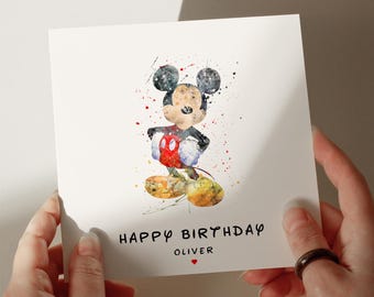 Mickey Birthday Card, Personalised Card, Card for Son, Card for Grandson, 1st, 2nd, 3rd, 4th, 5th Birthday Card, Card for her #163