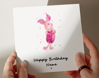 子豚の誕生日カード、パーソナライズされたカード、息子へのカード、娘へのカード、孫娘へのカード、甥、姪、姉妹へのカード #768