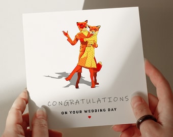 Mr Fox Wedding Card, Personalised Card, Card for Son, Card for Grandson, Card for Husband, Card for Daughter #28