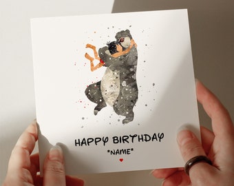Tarjeta de cumpleaños de El Libro de la Selva, tarjeta personalizada, tarjeta para esposa, tarjeta para esposo, tarjeta para el 1.º, 2.º, 3.º o 4.º cumpleaños, tarjeta para ella #525