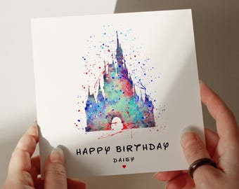 Castle Birthday Card, Personalised Card, Card for Daughter, Card for Granddaughter, Card for Wife, Card for Sister #148