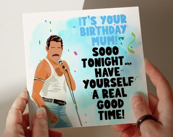 Biglietto di compleanno di Freddie Mercury, biglietto personalizzato, biglietto di auguri, biglietto per figlio, biglietto per marito, biglietto per figlia #264