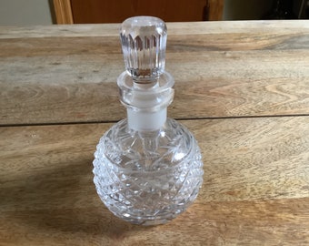 Waterford Crystal perfume decanter, Diamond pattern, Long slender dauber, Stamped Waterford, Great gift idea