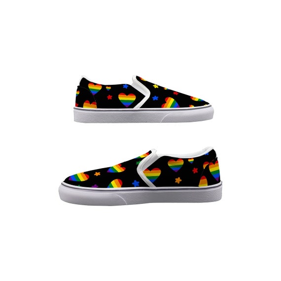 Vintage Rainbow Hearts Slip-On (Mens) Slip On Multicolor Rainbow Low Top Mens 14 Shoes Pride Gay  main image 4