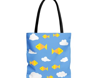 Fish Upon the Sky Cotton Canvas Tote Bag, Thai BL Series