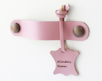 Personalized Pink Leather Drawer Handle / Leather Cabinet Pulls / Dresser Handle / Leather Door Pulls / Wardrobe Handles