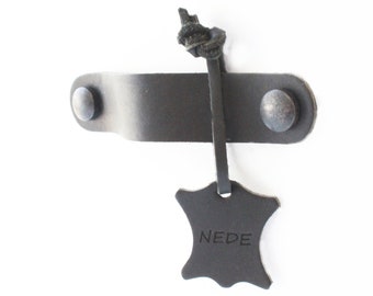 Personalized Black Leather Drawer Handle / Leather Cabinet Pulls / Leather Door Pulls / Door Handle and Pull / Wardrobe Handles