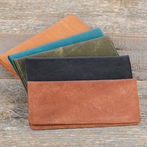Cartera larga de cuero personalizada / Cartera de embrague grabada para mujer con cremallera / Regalo para ella / Cartera de noche de cita