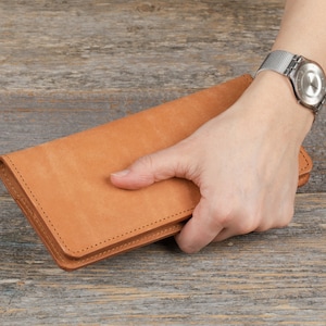 Leren lange portemonnee voor vrouwen / gepersonaliseerde Geniune lederen clutch / cadeau voor haar