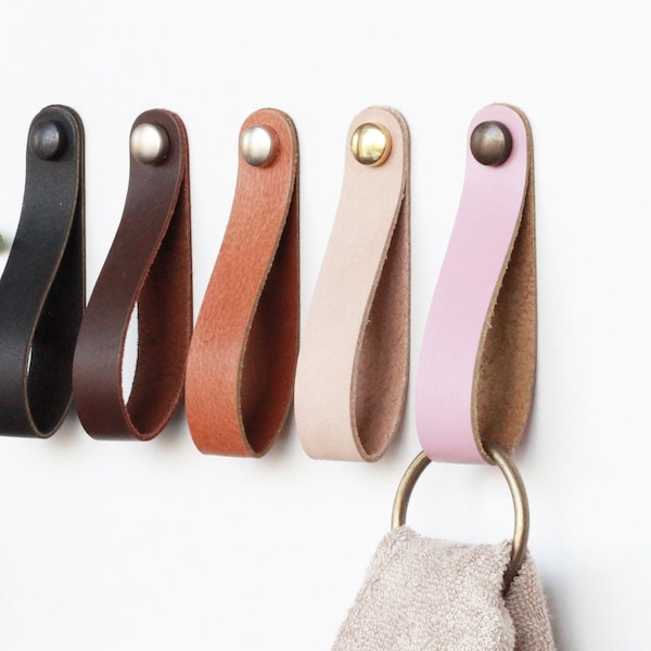 Leather Towel Holder Ring, Wall Mounted Towel Holder, Bathroom Towel Rack, Wall Hanging Strap, Leather Towel Hanger, Towel Hook