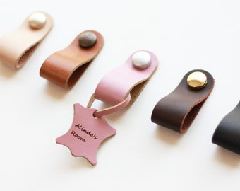Leather Drawer Pulls / Leather Cabinet Handles / Leather Dresser Knobs / Leather Cabinet Knobs