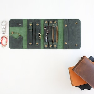 Personalisierte Schmuckrolle / Leder Reise Samt Schmuckrolle