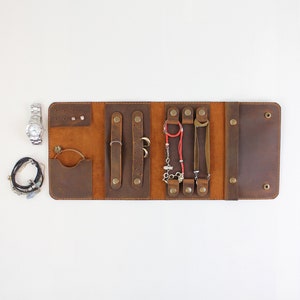 Leather Jewelry Travel Organizer Case / Personalized Jewelry Roll