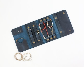 Personalized Leather Jewelry Roll: Travel Organizer Gift