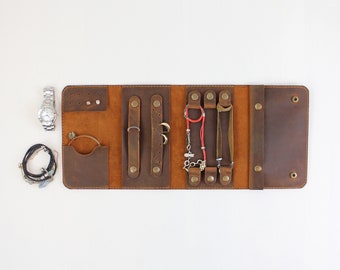Leather Jewelry Travel Organizer Case / Personalized Jewelry Roll
