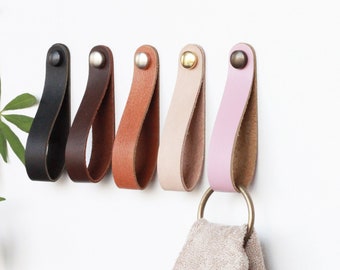 Leather Towel Holder Ring, Wall Mounted Towel Holder, Bathroom Towel Rack, Wall Hanging Strap, Leather Towel Hanger, Towel Hook