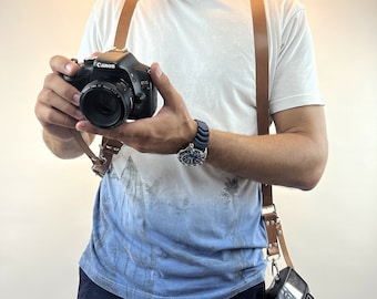 Doppia tracolla in pelle per fotocamera DSLR/regalo per fotografo di matrimoni