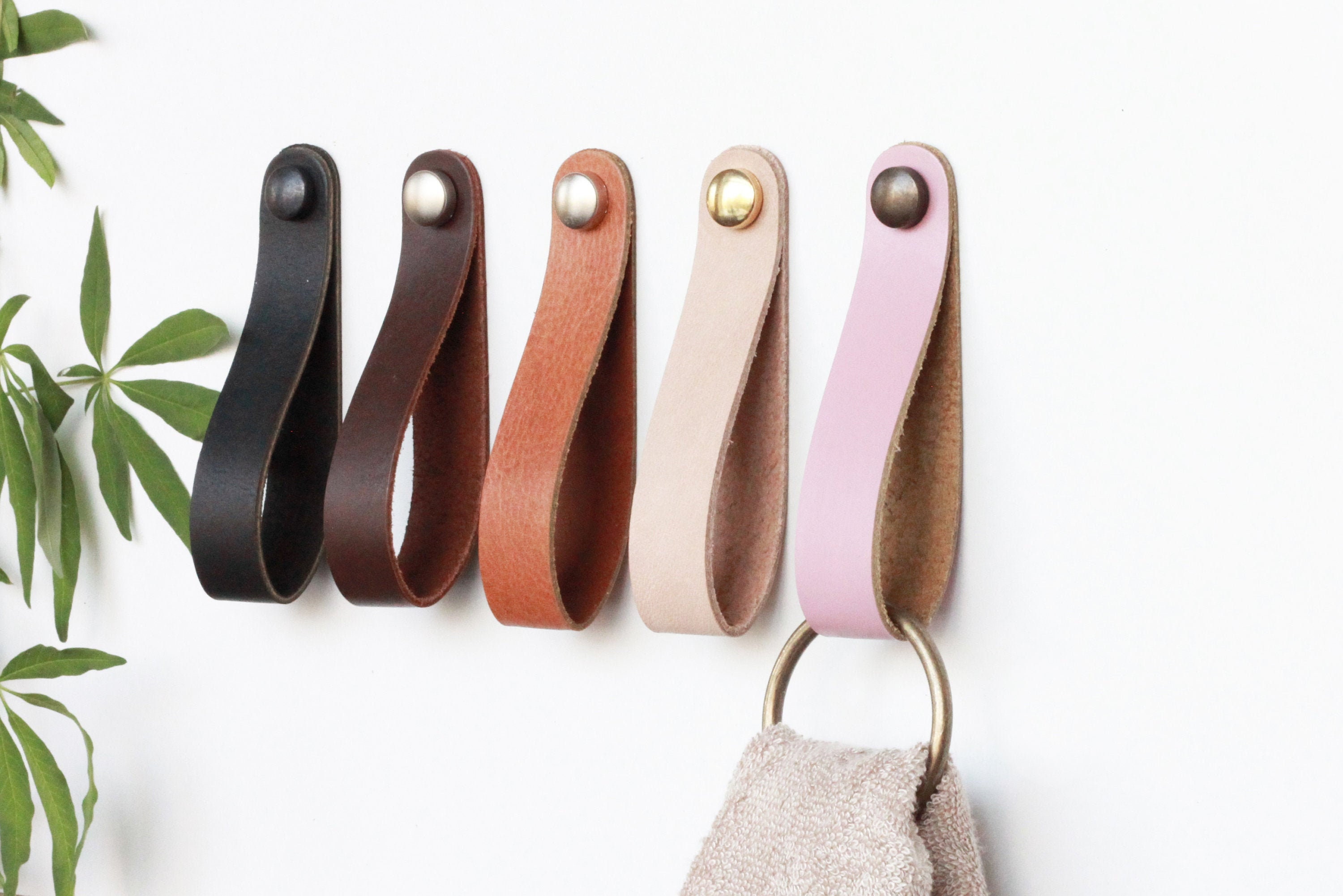 Black Leather Towel Hanger Strap Wall Hanging Towel Holder Etsy