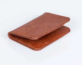 Slim Personalized Leather Card Holder Wallet / Engraved Credit Card Holder with Monogram / Gift for Him / Date Night Wallet