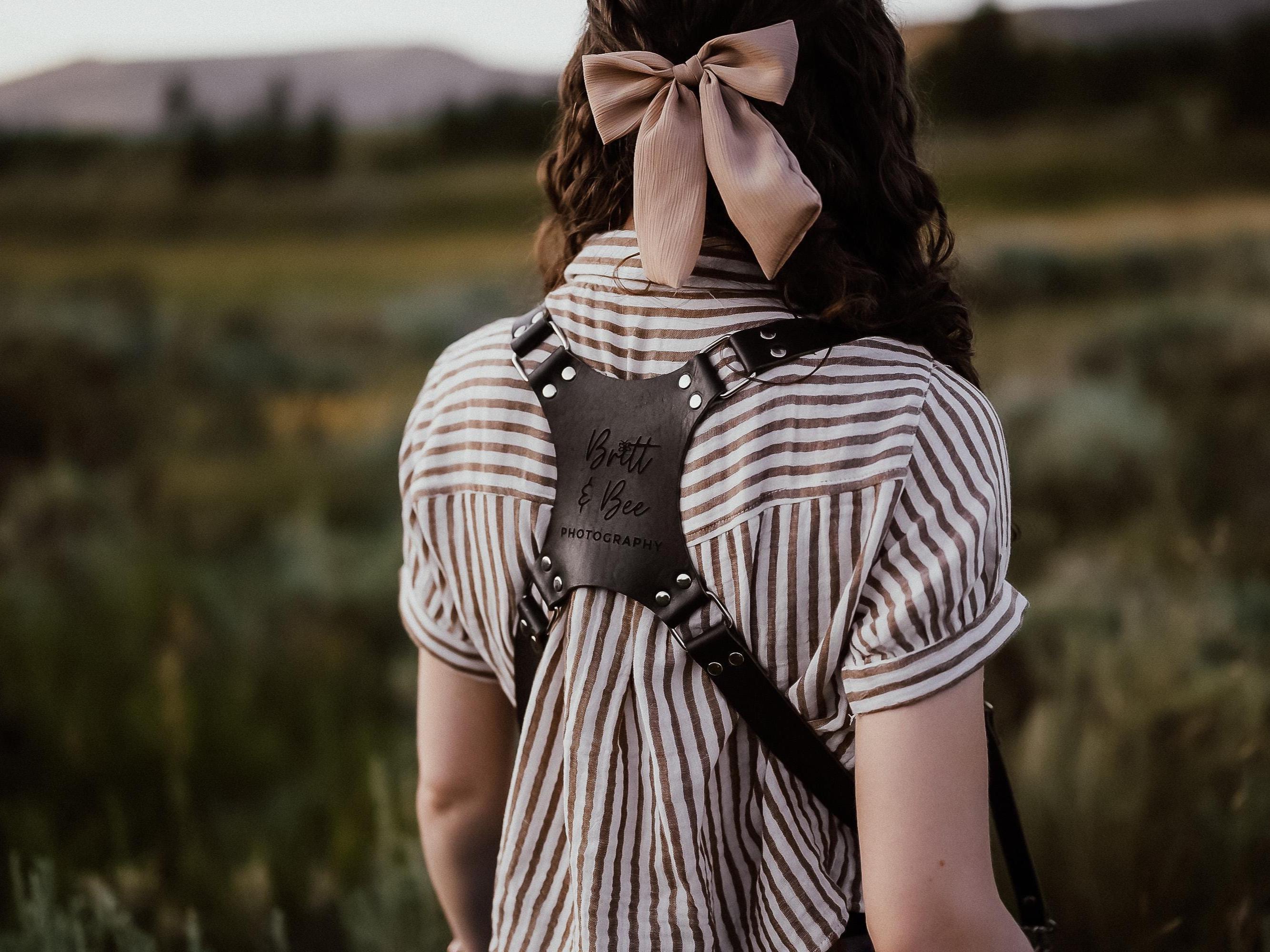 Ceinture-Harnais En Cuir Véritable - Bretelles Ajustables Avec Boucles Métal - Accessoire Taille Haute Pour Femme