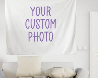 Custom Photo Tapestry, Wall Tapestry Decor, Tapestry from Your Photo, Wedding Party Backdrop, Memorial Tapestry Hanging Art, Birthday Gift