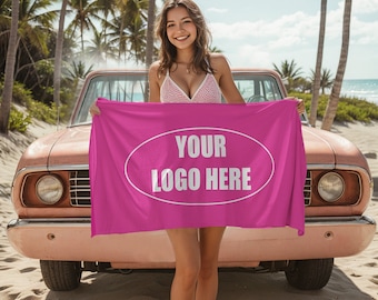 Custom Beach Towel with Logo,Personalized Company Logo,Business Logo,Pool Towel for Adult Kid,Summer Beach Towel,Your Logo Here Outside Gift