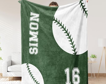 Personalized Soccer Blanket with Name, Sports Team Blanket, Blanket with Name and Number, Gift for Soccer Lovers, Birthday Gift For Grandson