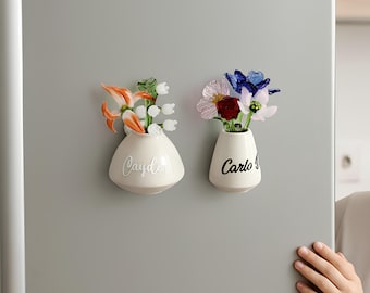 Handmade Glass Birth Month Flower Bouquet, Personalized Vase