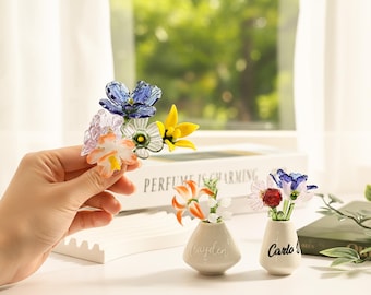 Hand Blown Glass Birth Month Flower, Custom Vase, Personalized Gift