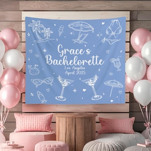 Custom Coastal Bachelorette Tapestry, Bachelorette Party Decor, Beach Party Banner, Valentine Bach Tapestry, Bachelorette Location Backdrop