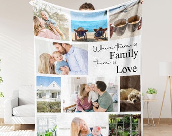 Gepersonaliseerde fotodeken, aangepaste fotodeken, fotocollagedeken, handgemaakt huisdecor, familiefotodeken, familieherinneringen
