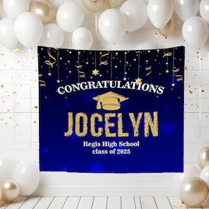 Custom Graduation Party Backdrop with Your Name, Graduation School Banner, Graduation Decor, Class of 2025, School Graduation Banner Sign