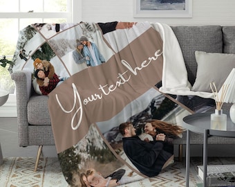 Gepersonaliseerde fotocollagedeken, gepersonaliseerd kerstcadeau voor opa