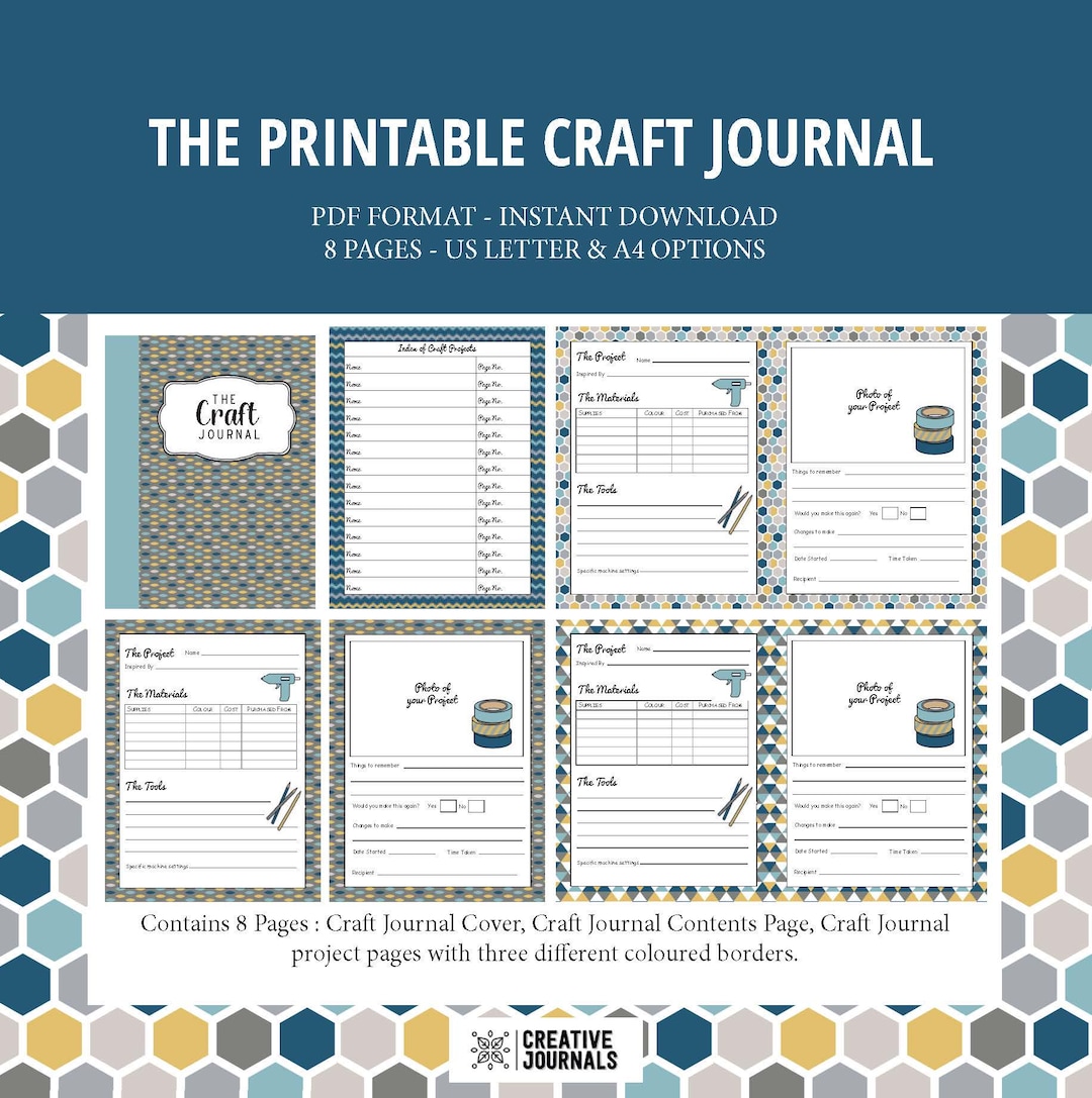 Printable Craft Journal | Project Planner, A4 & US Letter (PDF Download ...