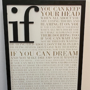 Wall Art: If— by Rudyard Kipling 10 1/2 inch x 17 inch Engraved Poem